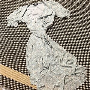 Aakaa Light Blue Floral Maxi Dress